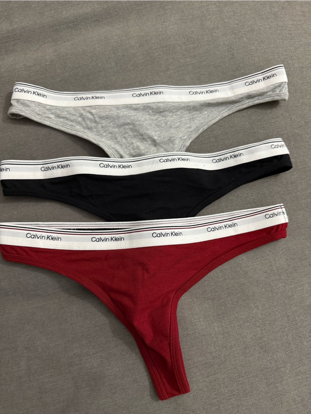 Calvin Klein Women’s 3-Pack Thongs - Red, Black, Gray